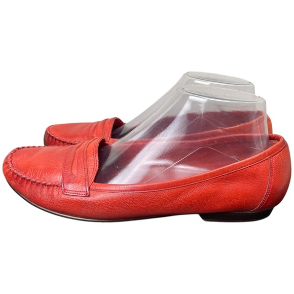 Vintage Pappagallo Penny Loafer Womens 10M Red/Orange  Leather  Casual Preppy - Picture 7 of 16